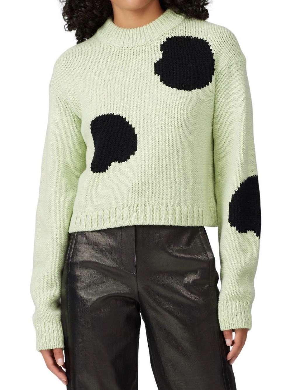 Tibi Pale Green Crewneck Polka Dot Intarsia Sweater~Size M~$425